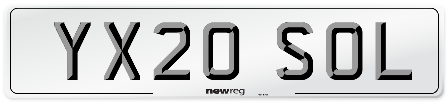 YX20 SOL Number Plate from New Reg